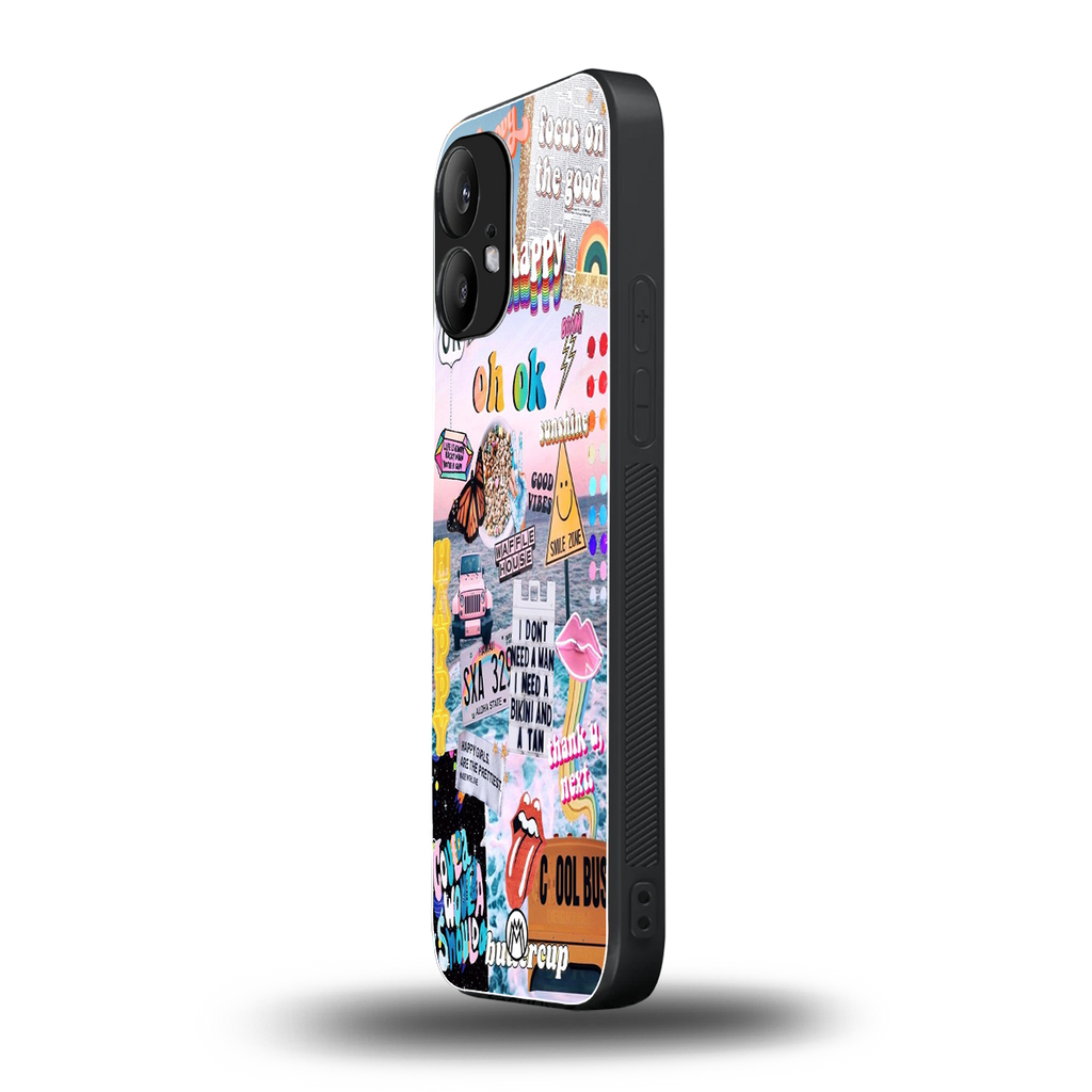 happy sunshine aesthetic collage back phone cover | glass case for nothing phone 2