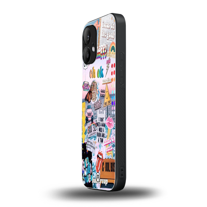 happy sunshine aesthetic collage back phone cover | glass case for nothing phone 2