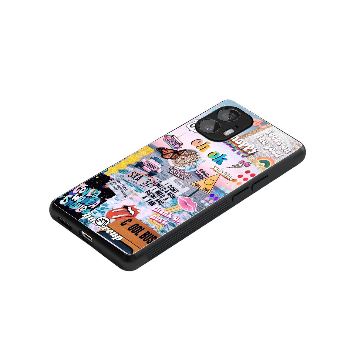 happy sunshine aesthetic collage back phone cover | glass case for nothing phone 2