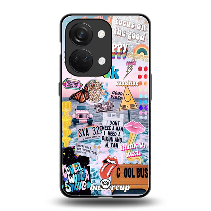 happy sunshine aesthetic collage back phone cover | glass case for oneplus nord 3