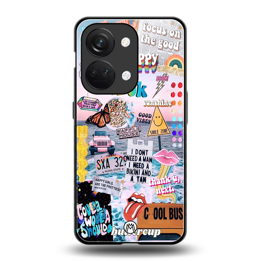 happy sunshine aesthetic collage back phone cover | glass case for oneplus nord 3