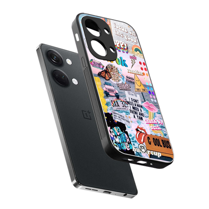happy sunshine aesthetic collage back phone cover | glass case for oneplus nord 3