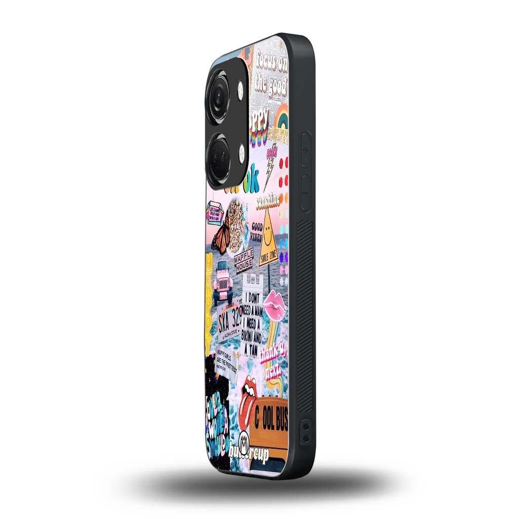 happy sunshine aesthetic collage back phone cover | glass case for oneplus nord 3