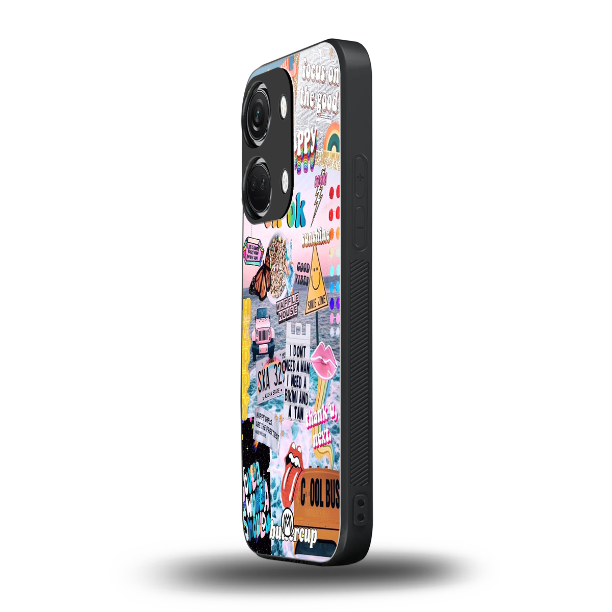 happy sunshine aesthetic collage back phone cover | glass case for oneplus nord 3
