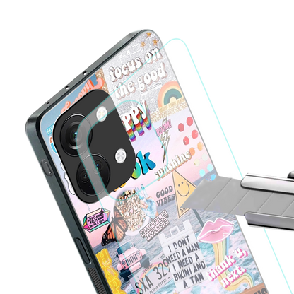 happy sunshine aesthetic collage back phone cover | glass case for oneplus nord 3