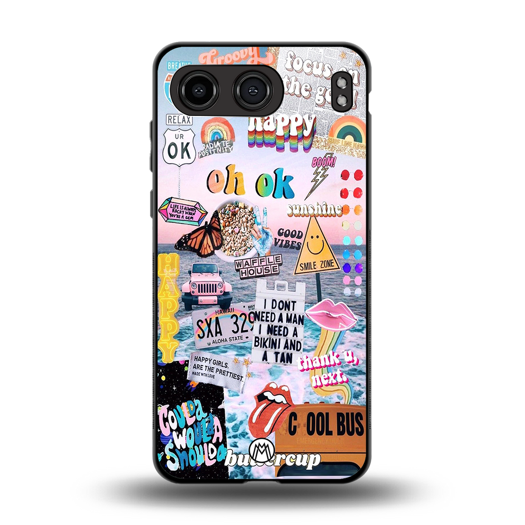 happy sunshine aesthetic collage back phone cover | glass case for oneplus nord 4