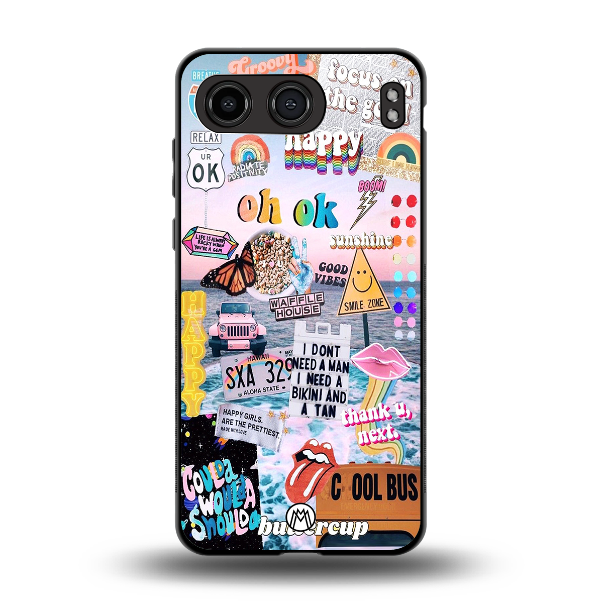 happy sunshine aesthetic collage back phone cover | glass case for oneplus nord 4