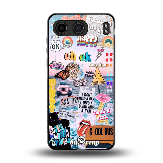 happy sunshine aesthetic collage back phone cover | glass case for oneplus nord 4