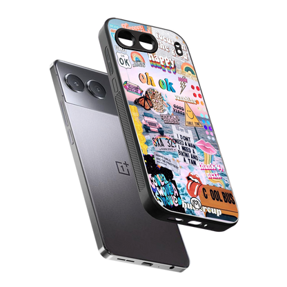 happy sunshine aesthetic collage back phone cover | glass case for oneplus nord 4
