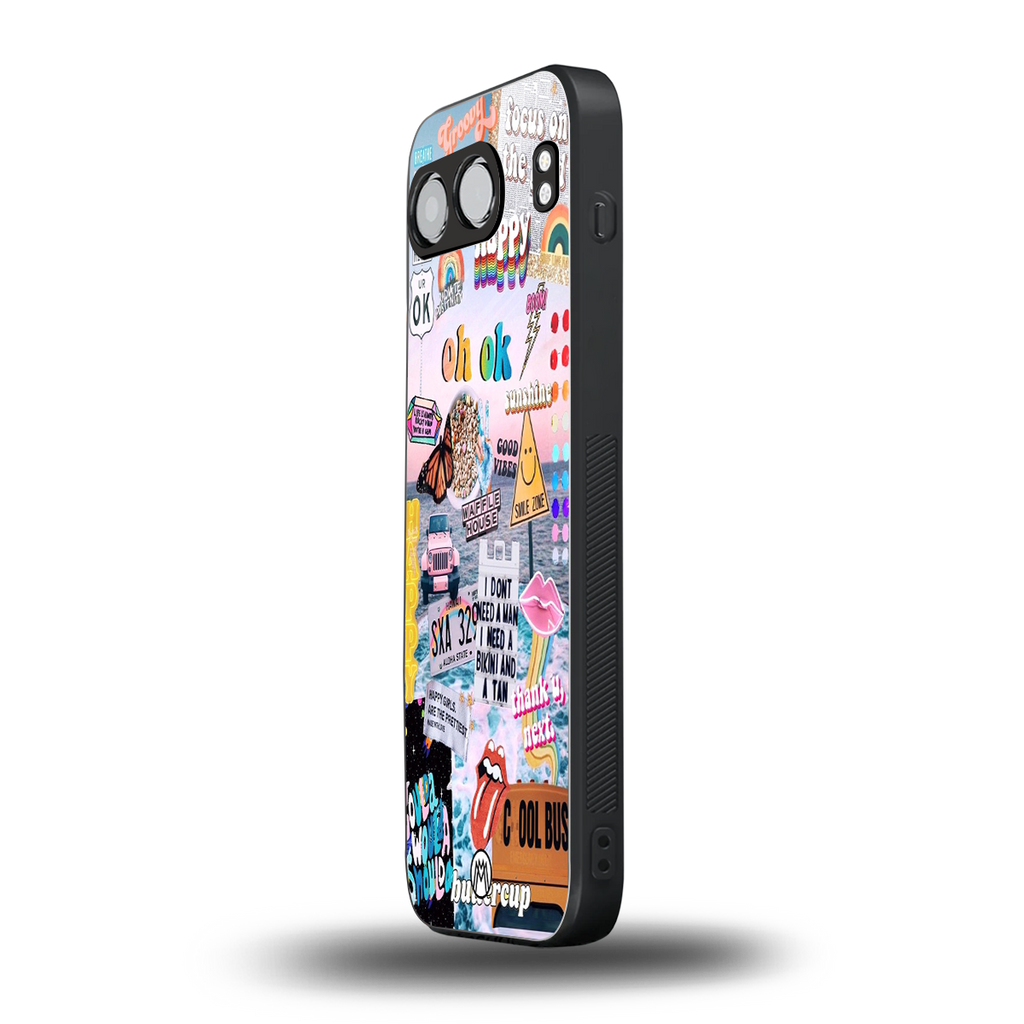 happy sunshine aesthetic collage back phone cover | glass case for oneplus nord 4