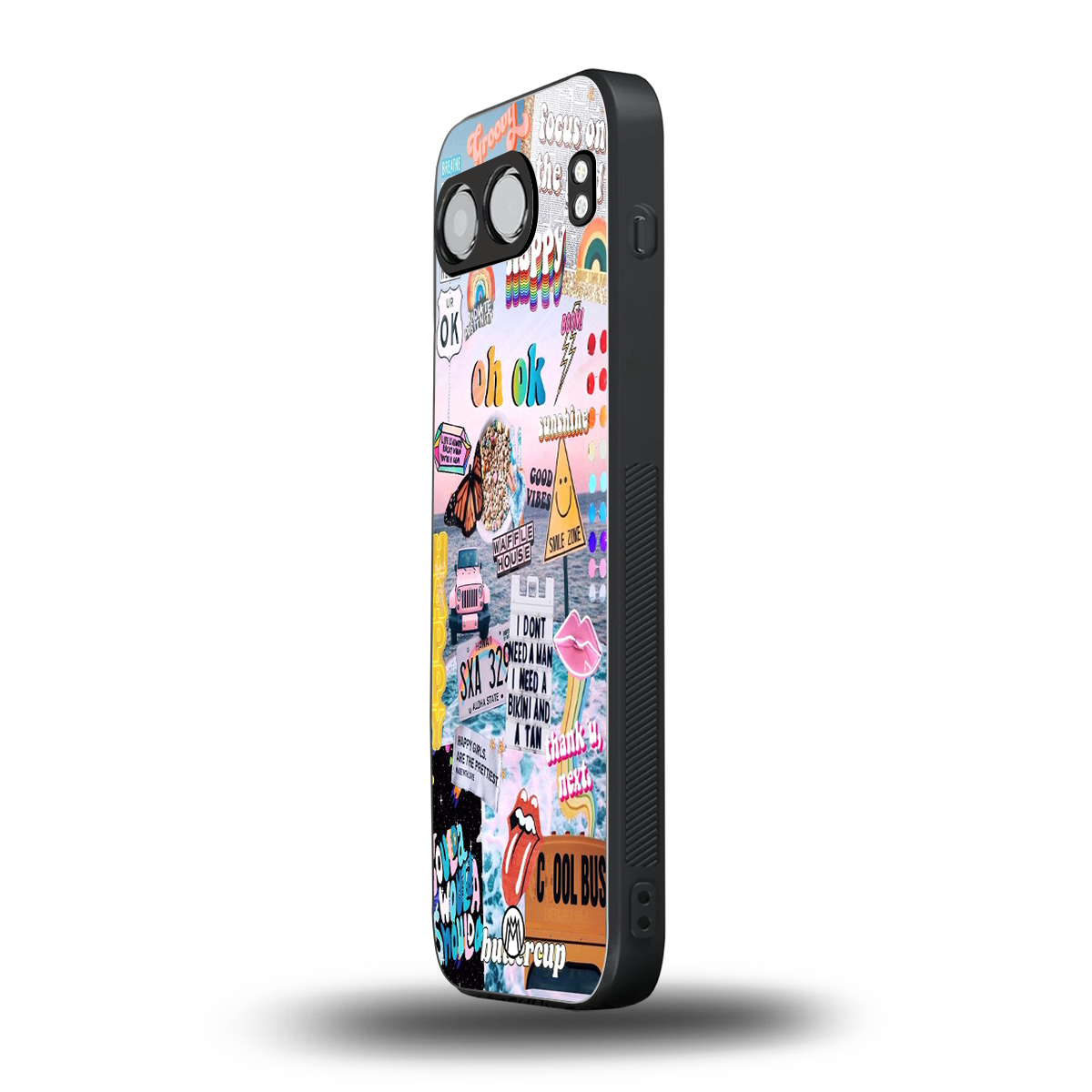 happy sunshine aesthetic collage back phone cover | glass case for oneplus nord 4