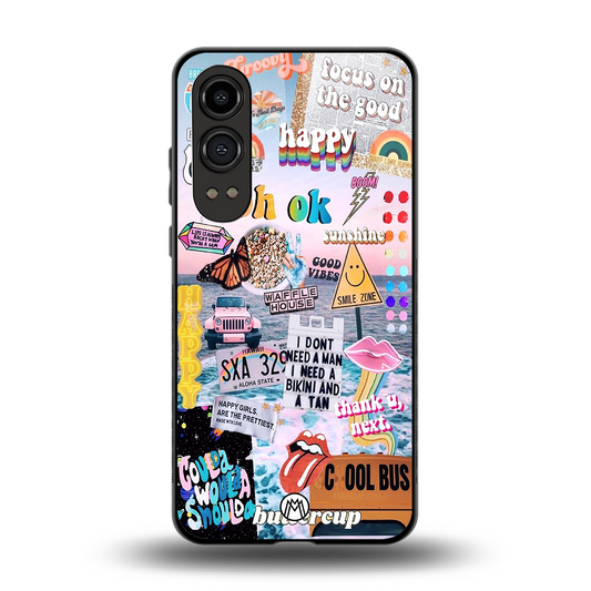 happy sunshine aesthetic collage back phone cover | glass case for oneplus nord ce 4 lite