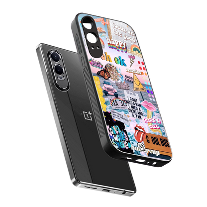 happy sunshine aesthetic collage back phone cover | glass case for oneplus nord ce 4 lite
