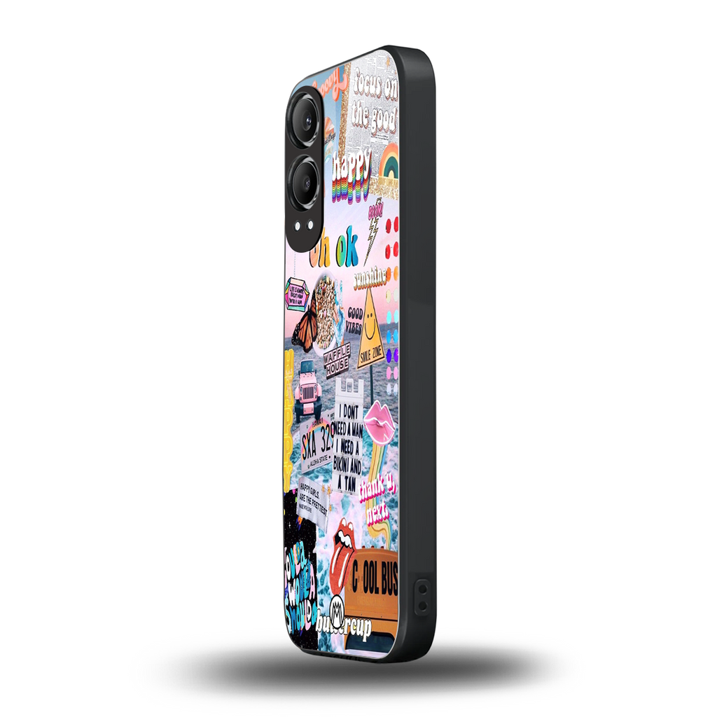 happy sunshine aesthetic collage back phone cover | glass case for oneplus nord ce 4 lite