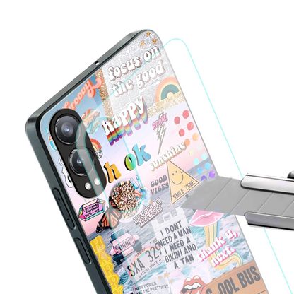happy sunshine aesthetic collage back phone cover | glass case for oneplus nord ce 4 lite