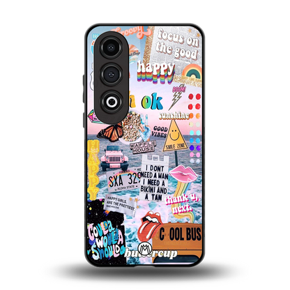 happy sunshine aesthetic collage back phone cover | glass case for oneplus nord ce 4