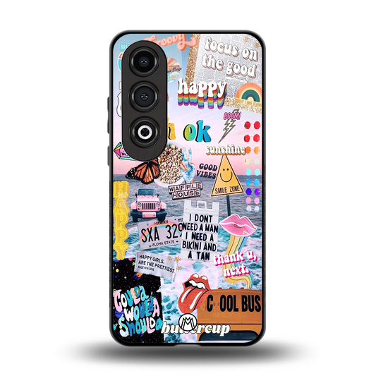 happy sunshine aesthetic collage back phone cover | glass case for oneplus nord ce 4