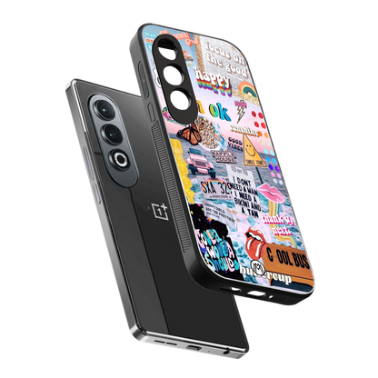 happy sunshine aesthetic collage back phone cover | glass case for oneplus nord ce 4