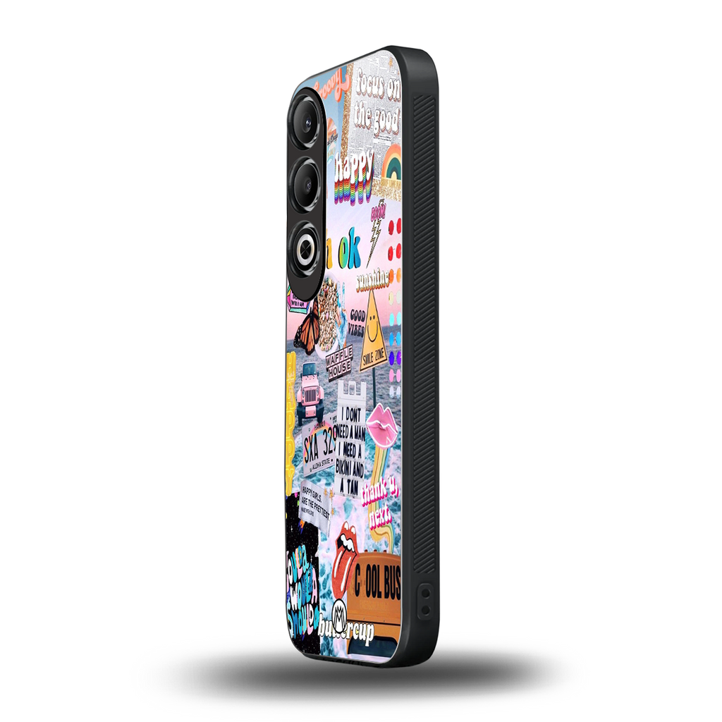 happy sunshine aesthetic collage back phone cover | glass case for oneplus nord ce 4