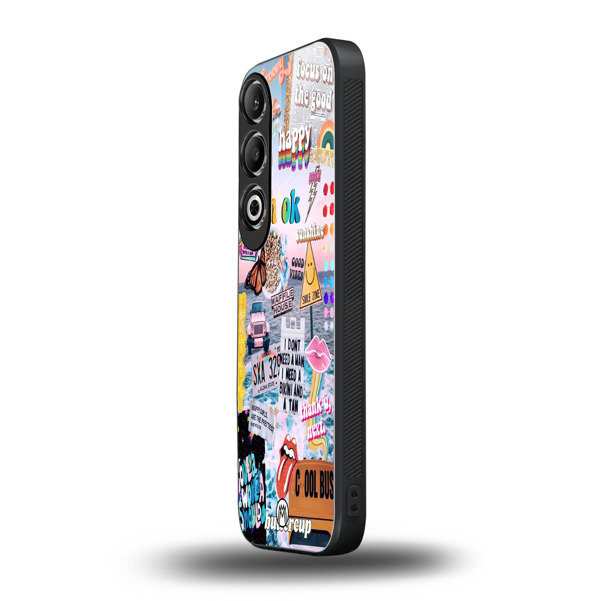happy sunshine aesthetic collage back phone cover | glass case for oneplus nord ce 4