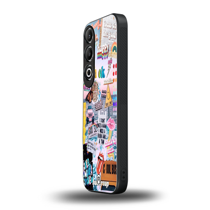 happy sunshine aesthetic collage back phone cover | glass case for oneplus nord ce 4