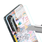 happy sunshine aesthetic collage back phone cover | glass case for oneplus nord ce 4