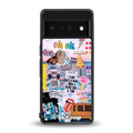 happy sunshine aesthetic collage back phone cover | glass case for google pixel 6 pro