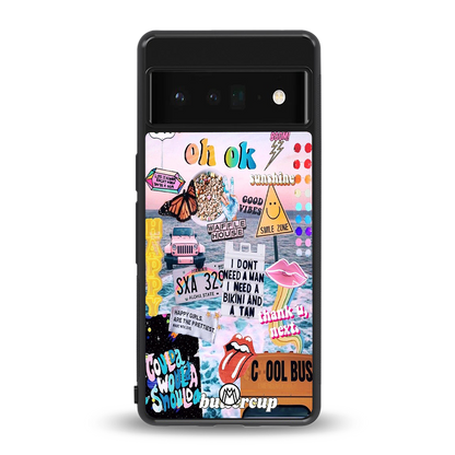 happy sunshine aesthetic collage back phone cover | glass case for google pixel 6 pro