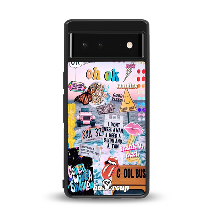 happy sunshine aesthetic collage back phone cover | glass case for google pixel 6