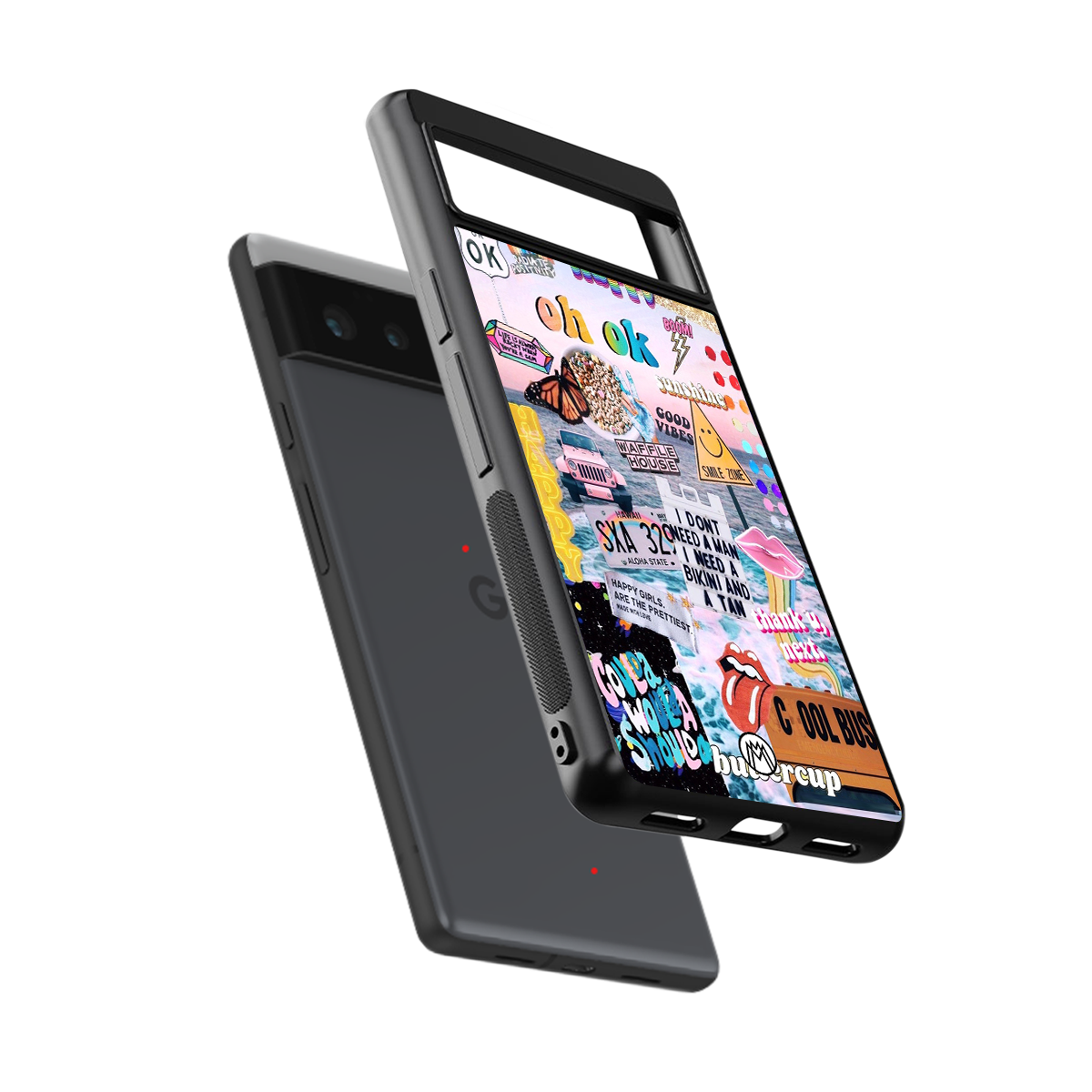 happy sunshine aesthetic collage back phone cover | glass case for Google Pixel 6A