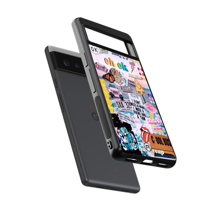 happy sunshine aesthetic collage back phone cover | glass case for Google Pixel 6A