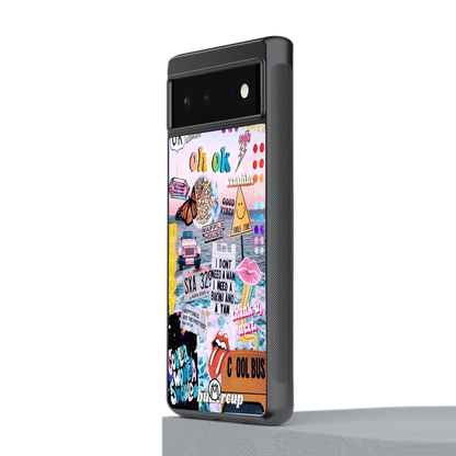 happy sunshine aesthetic collage back phone cover | glass case for Google Pixel 6A