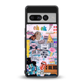 happy sunshine aesthetic collage back phone cover | glass case for google pixel 7 pro