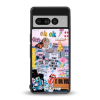happy sunshine aesthetic collage back phone cover | glass case for google pixel 7 pro