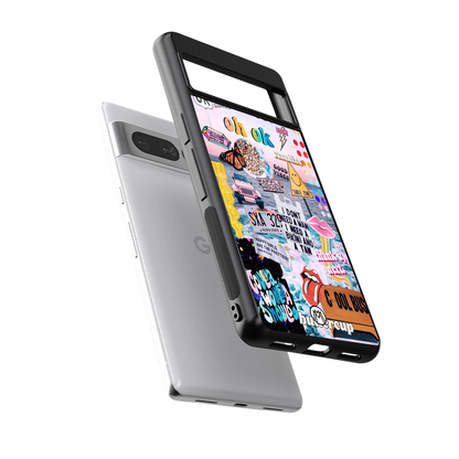 happy sunshine aesthetic collage back phone cover | glass case for google pixel 7 pro