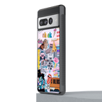 happy sunshine aesthetic collage back phone cover | glass case for google pixel 7 pro