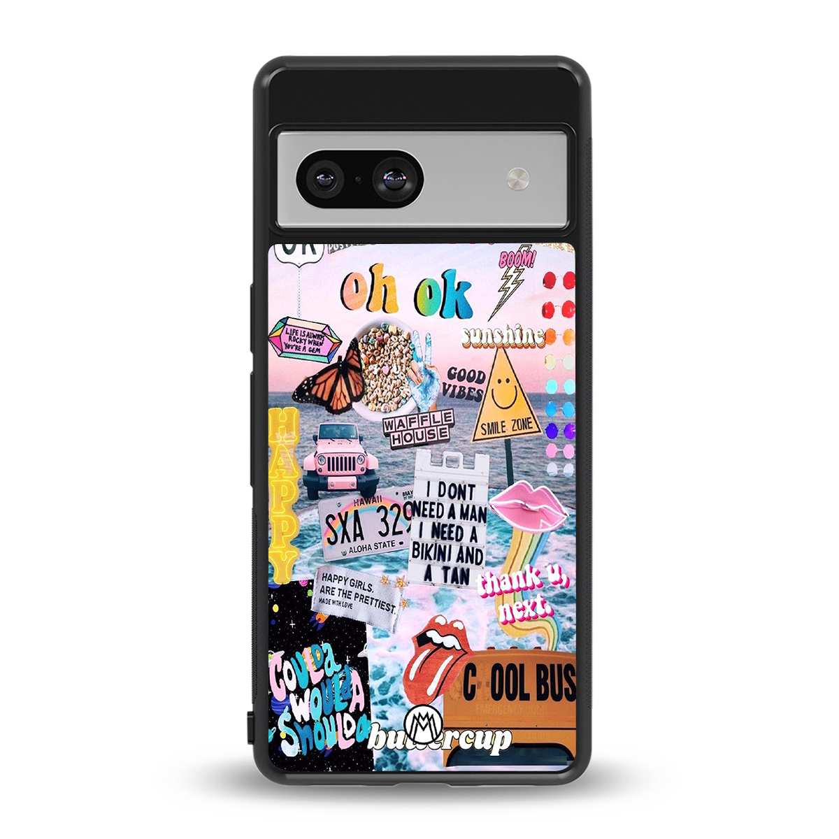 happy sunshine aesthetic collage back phone cover | glass case for Google Pixel 7