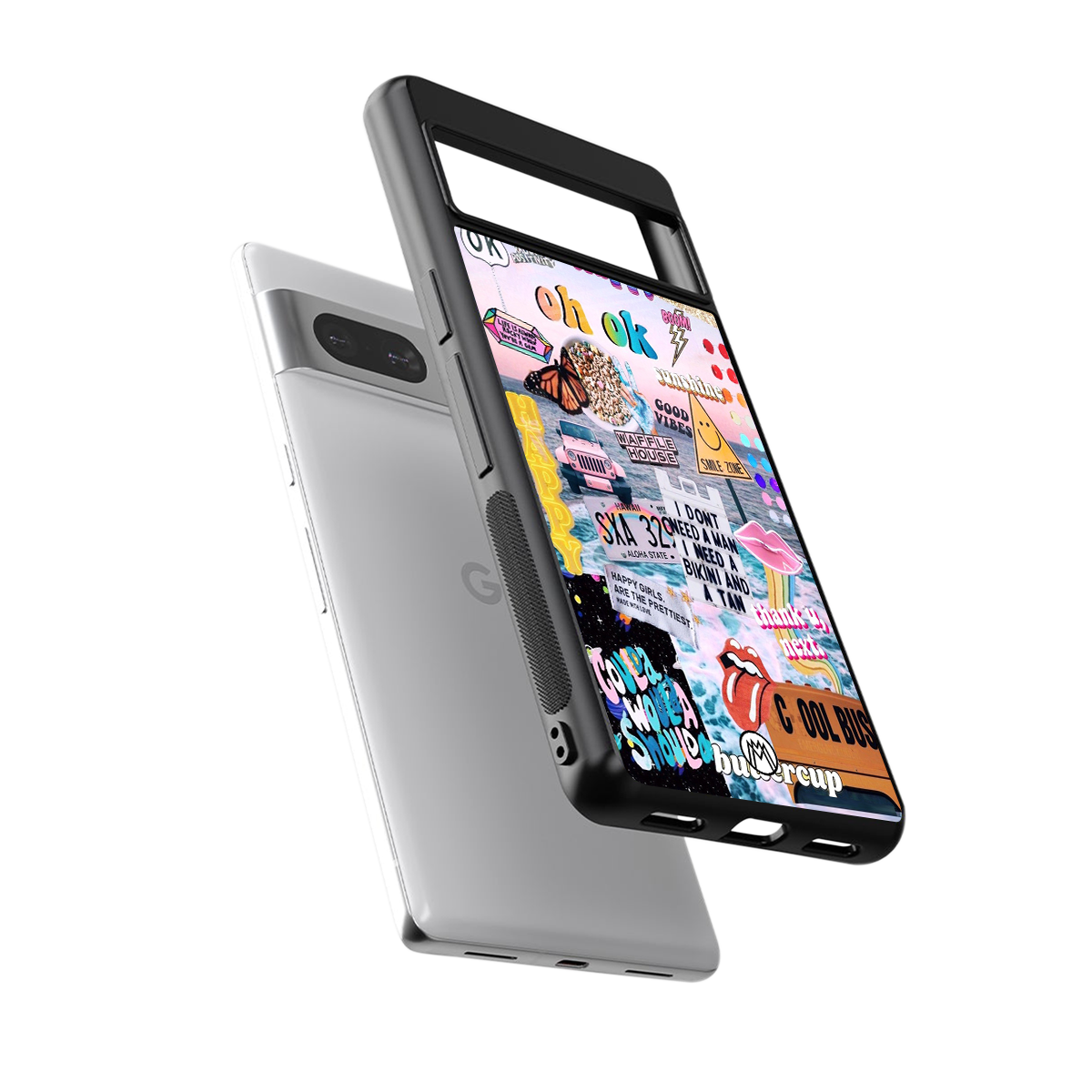 happy sunshine aesthetic collage back phone cover | glass case for Google Pixel 7