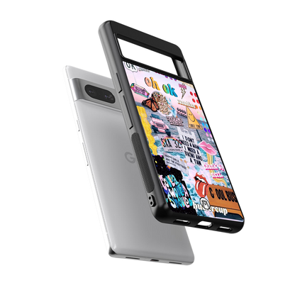 happy sunshine aesthetic collage back phone cover | glass case for Google Pixel 7