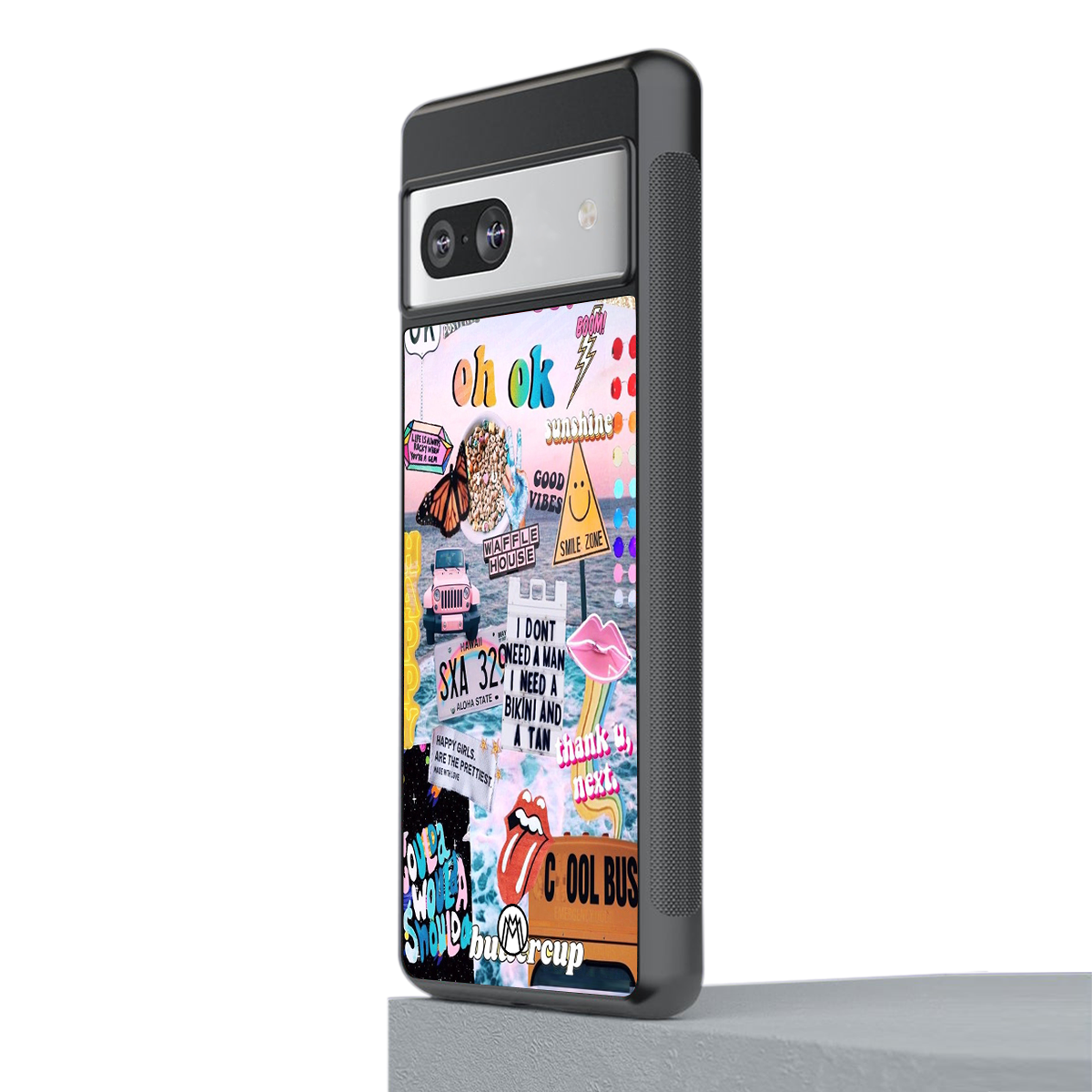 happy sunshine aesthetic collage back phone cover | glass case for Google Pixel 7