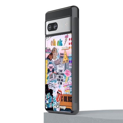 happy sunshine aesthetic collage back phone cover | glass case for Google Pixel 7