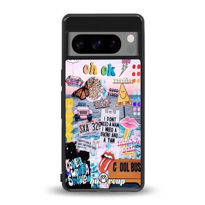 happy sunshine aesthetic collage back phone cover | glass case for google pixel 8 pro