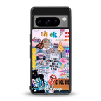 happy sunshine aesthetic collage back phone cover | glass case for google pixel 8 pro