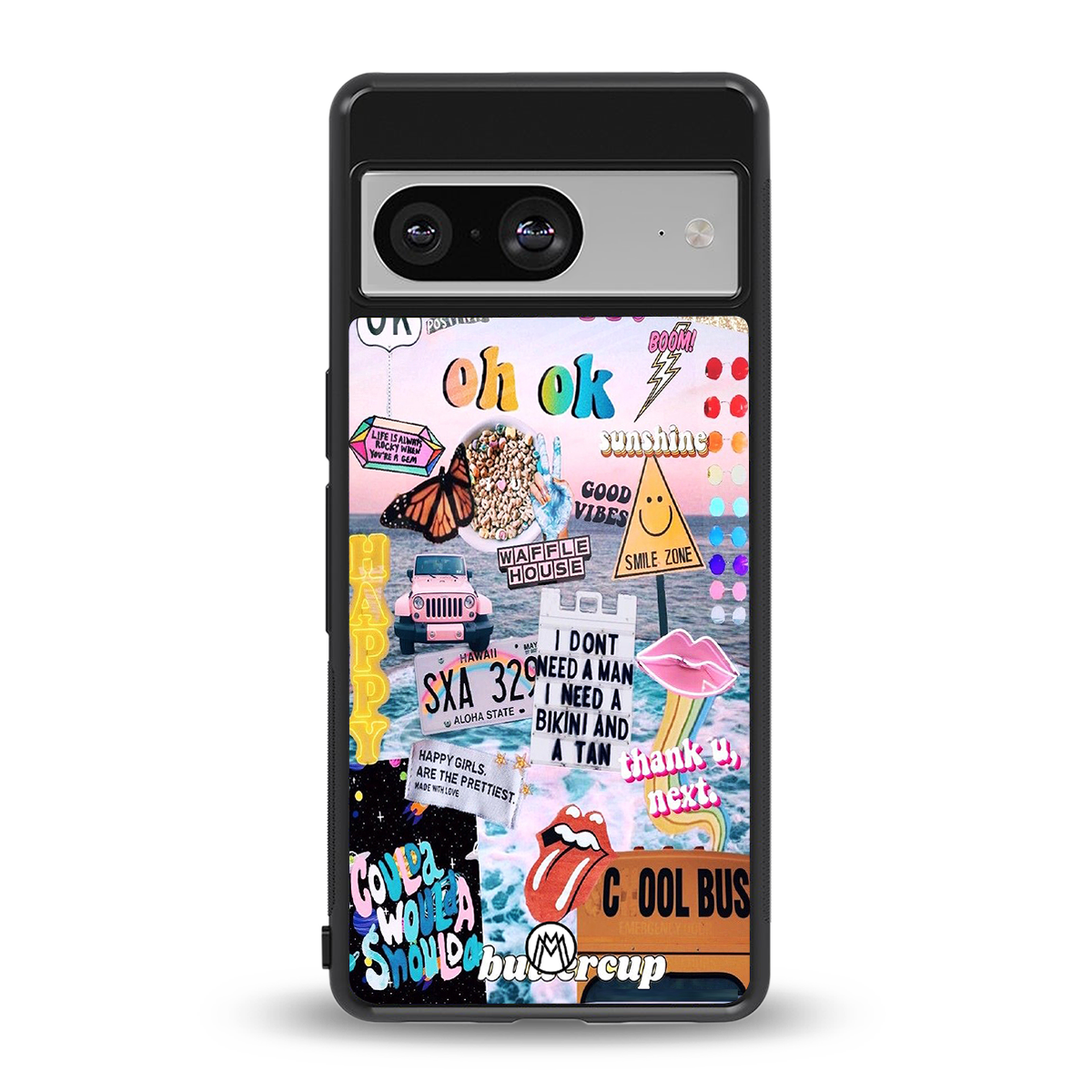 happy sunshine aesthetic collage back phone cover | glass case for Google Pixel 8
