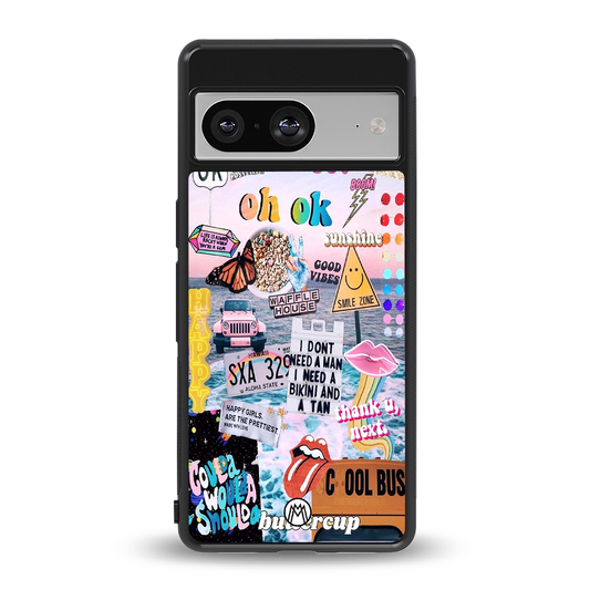 happy sunshine aesthetic collage back phone cover | glass case for Google Pixel 8