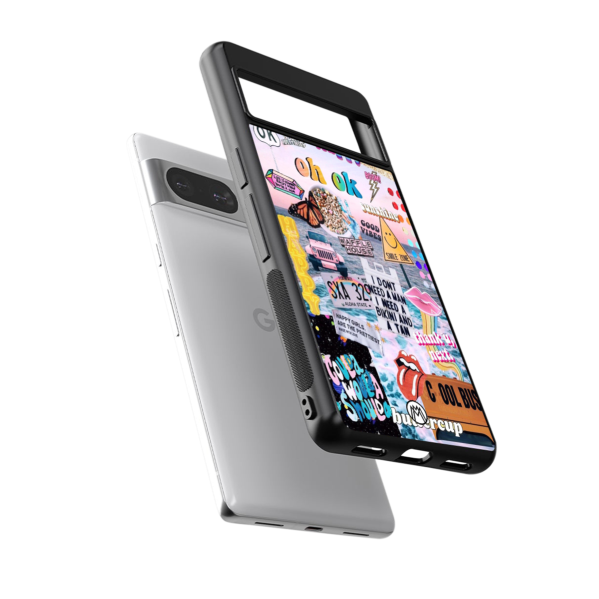 happy sunshine aesthetic collage back phone cover | glass case for Google Pixel 8