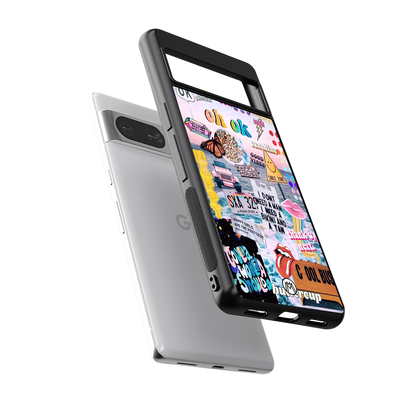 happy sunshine aesthetic collage back phone cover | glass case for Google Pixel 8