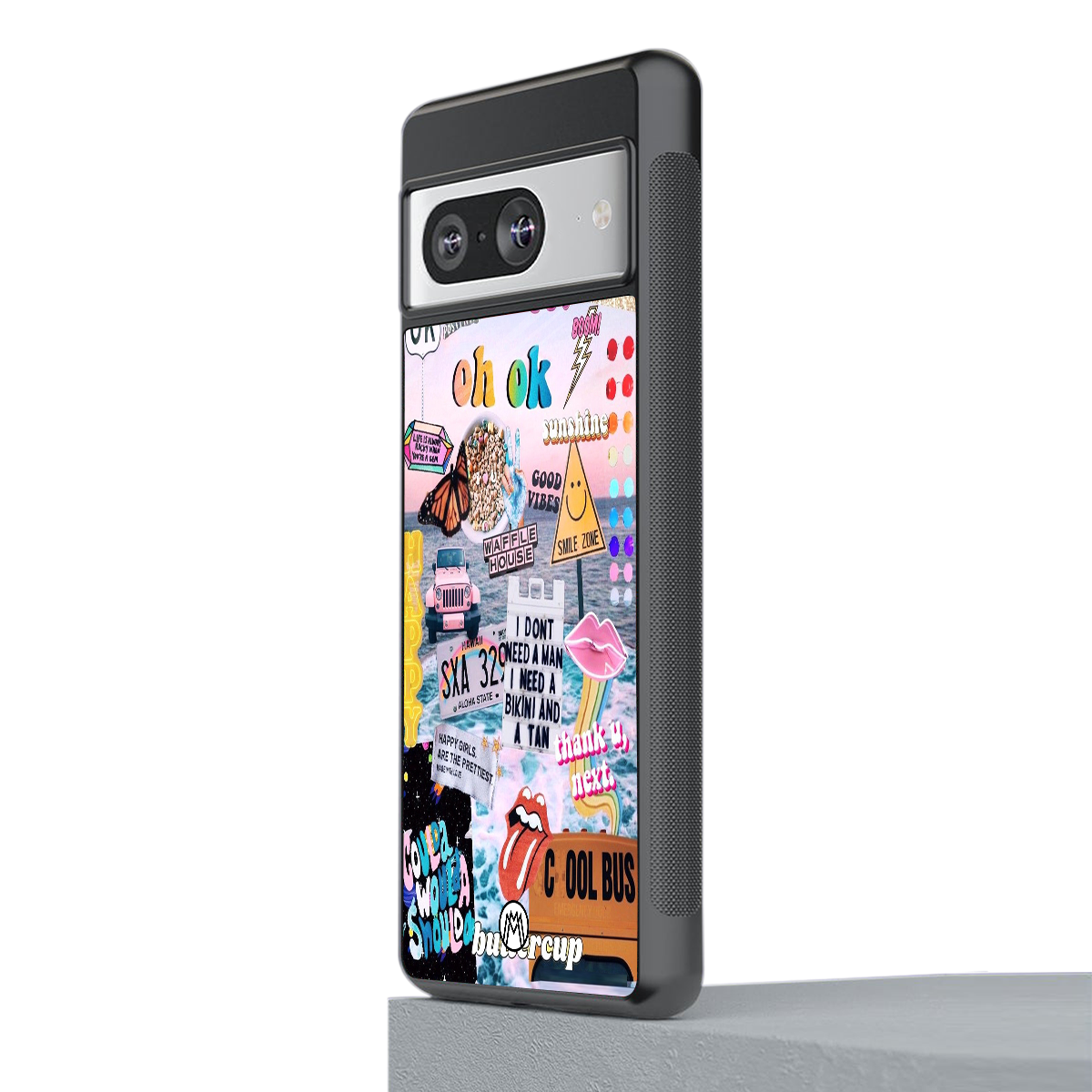 happy sunshine aesthetic collage back phone cover | glass case for Google Pixel 8