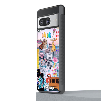 happy sunshine aesthetic collage back phone cover | glass case for Google Pixel 8