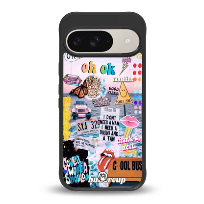 happy sunshine aesthetic collage back phone cover | glass case for google pixel 9
